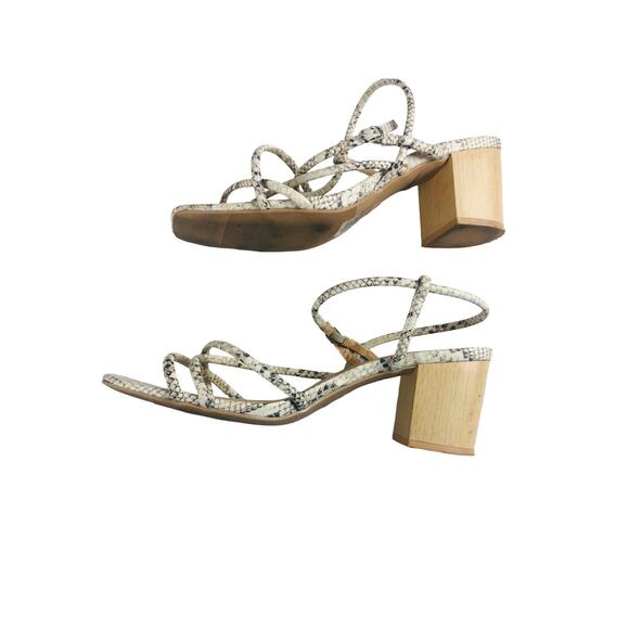 A New Day Sandals US 10 Snake Embossed Strappy Peep Toe Faux Leather Block Heels - Picture 4 of 6